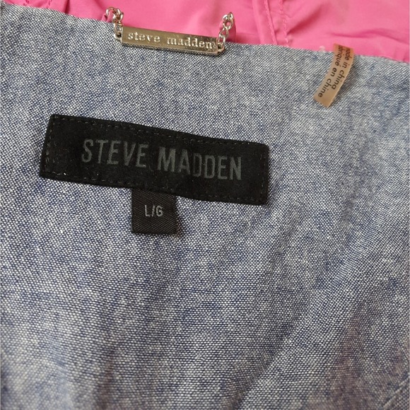 Steve Madden Pink Zip Front Long Raincoat - Picture 11 of 13